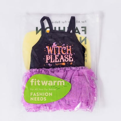 Fitwarm Witch Please Halloween Dog Tutu Dress, Funny Halloween Costumes for Small Girl Dogs, Pet Outfit, Black, Purple, XS - Image 7