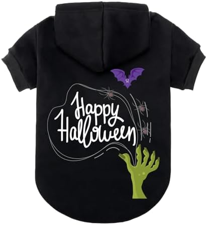 EXPAWLORER Dog Hoodies for Small Medium Large Dogs,Halloween Theme Black M by EXPAWLORER