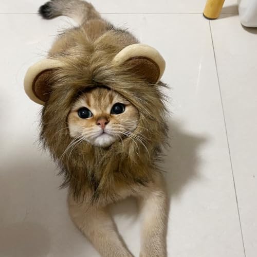 NAMSAN Pet Lion Costume for Cats Small Dogs Rabbits, Halloween Cat Lion Mane, Small Dog Wig Lions King Hat, Halloween Cat Lions Outfit for Holiday Party Cosplay Statue Decoration - Image 3