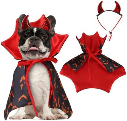 KOOLTAIL Dog Halloween Costume, Pet Vampire Cloak Cape Costume Devil Hat for Small Medium Large Dogs Cats Puppy, Funny Dog Witch Clothes Cosplay Dress Wizard Outfit Mantle Apparel for Holiday Party L by KOOLTAIL