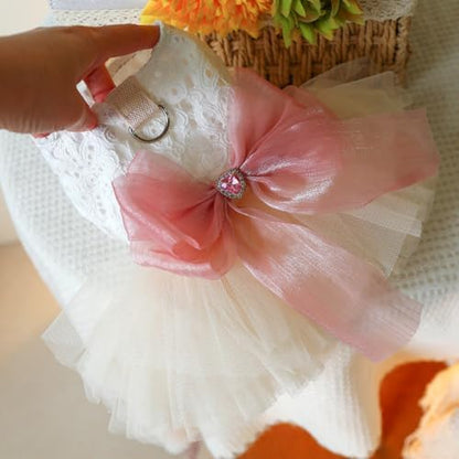 Fashion Sweet Puppy Dog Blingbling Princess Skirt Pet Dog Lace Cake Camisole Tutu Dress G-White L - Image 2