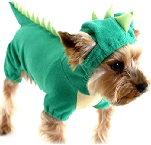 Delifur Dinosaur Dog Halloween Costume Pet Dino Hoodie for Small Dogs Cats (M, Green) - Image 6