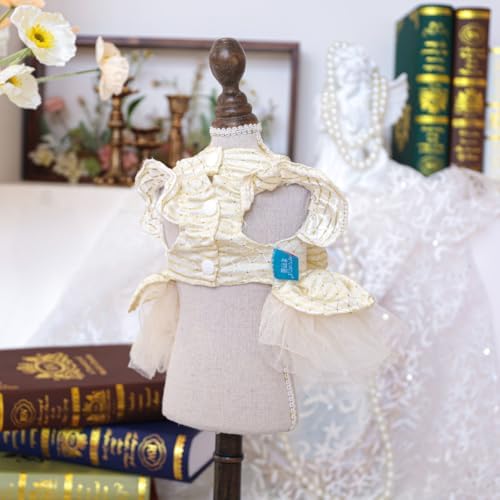Fashion Sweet Puppy Dog Blingbling Princess Skirt Pet Dog Lace Cake Camisole Tutu Dress G-White-2 S - Image 5