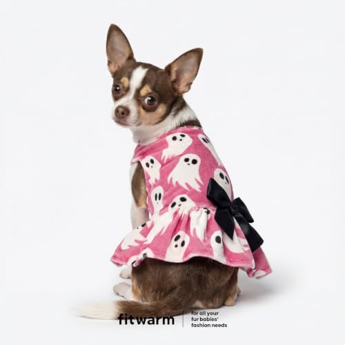 Fitwarm Halloween Ghost Dog Dress, Funny Dog Halloween Costumes, Doggy Clothes for Small Dogs Girl, Pet Apparel, Pink, White, Black, Medium - Image 2