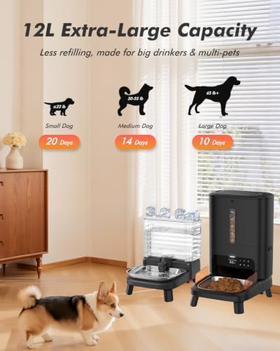 Water Bowl Dispenser for Medium & Small Dogs with Patent Faucet, 3.2 Gallon