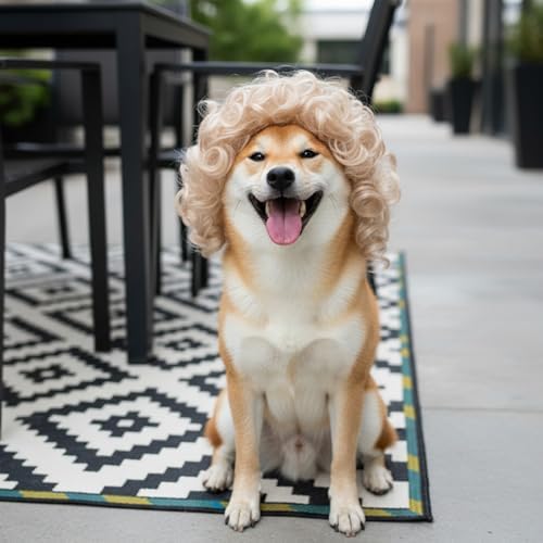 Blonde Wig for Dogs,Halloween Christmas Long Blonde Curly Hair - Image 7