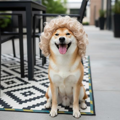 Blonde Wig for Dogs,Halloween Christmas Long Blonde Curly Hair - Image 7