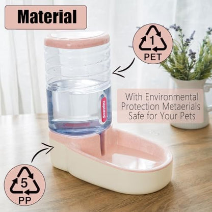 kathson Gravity Dog Food Dispenser Automatic Cat Feeding Food Station 1 Gallon Large Capacity Puppy Food Bowl for Small and Medium Dogs Cats Pink