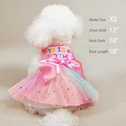 PUPTECK Dog Birthday Dress with Bowknot Princess Girl Dog Clothes Pink M - Image 5