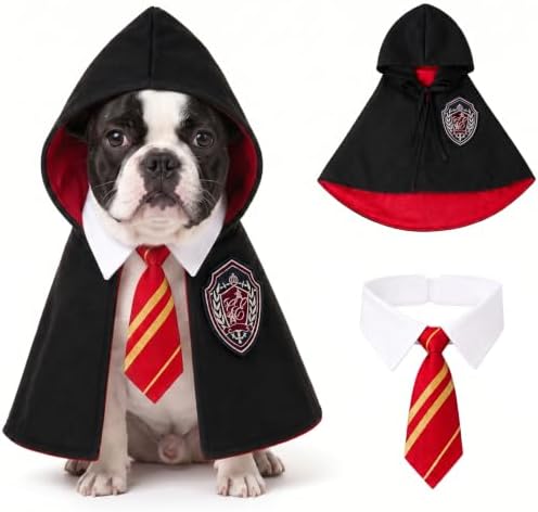 Dog Cat Wizard Costume, Halloween Pet Cape with Necktie, Cosplay Outfit, L by Unknown