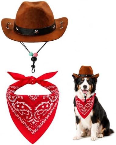 Halloween Cowboy Hat with Bandana Scarf Dog Costumes-L by ISMARTEN
