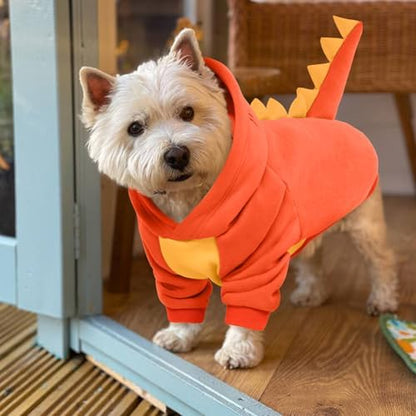 Lelepet Dog Dinosaur Costume Large Dog Halloween Costume Warm Fleece Hoodie - Image 5