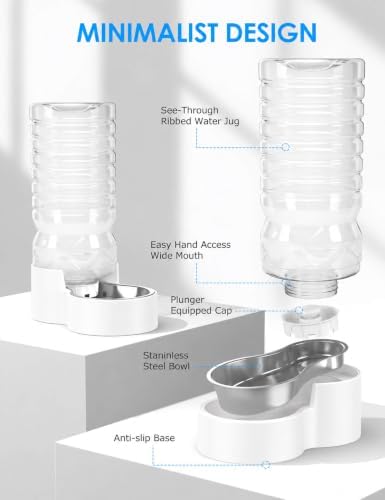 Heouvo 2.5 Gal Gravity Dog Water Dispenser, Wide-Mouth, No Filter, White