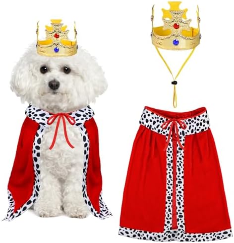 Dog Halloween Costumes, Dog King Costume Funny Pet King Cloak and Crown Set Prince Cape Halloween Costumes for Small Medium Large Dogs Pets (Small) by Unknown