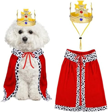 Dog Halloween Costumes, Dog King Costume Funny Pet King Cloak and Crown Set Prince Cape Halloween Costumes for Small Medium Large Dogs Pets (Small) by Unknown