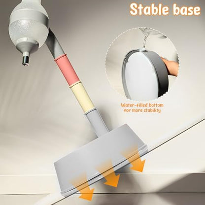 Dog Water Bottle Stand, Adjustable No Drip Dog Water Dispenser with Bowl, 2 in 1 Pet Bowls, Standing Pet Water Dispenser, Automatic Water Food Feeder with Detachable Pole for Your Pets (Gray)