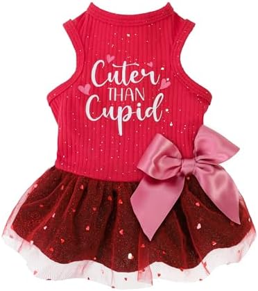 Fitwarm Cuter Than Cupid Dog Tulle Dress, Cute Girl Dog Clothes, Funny Pet Apparel, Burgundy Red, Small by Fitwarm