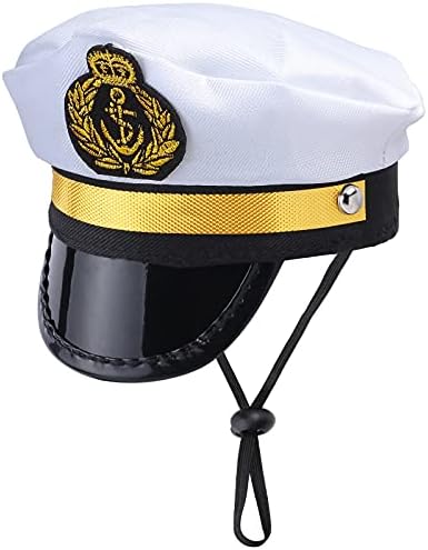 Yewong Pet Captain Sailors Costume Set Dog Cat Sea Captain Hat with Pet Anchor Triangle Bibs Scarf for Cat Puppy Navy Halloween Cosplay Costume Accessories Photo Props (White-B) - Image 3