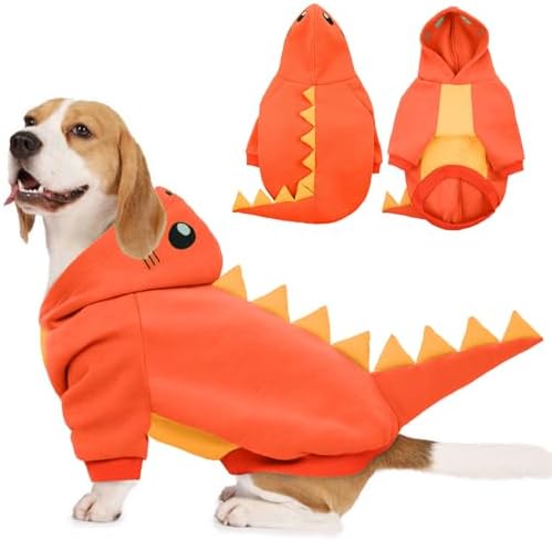Lelepet Dog Dinosaur Costume Large Dog Halloween Costume Warm Fleece Hoodie by LeLePet