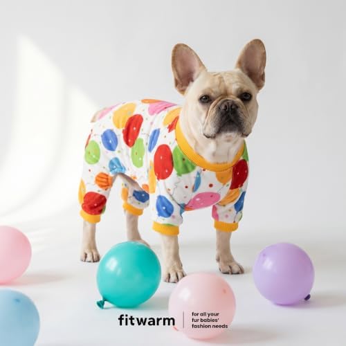 Fitwarm Balloon Dog Fleece Pajamas, Birthday Outfit for Small Dogs Boy Girl, Cozy Pet Onesie with Feet, White, Yellow, Red, Blue, Green, Small - Image 4
