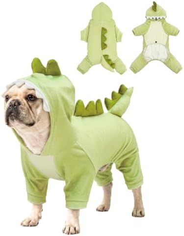 CuteBone Dinosaur Pet Costume Onesie - Hooded Puppy Pajamas - Small Dog Clothes Cat Full-Body Romper COSH01S by CuteBone