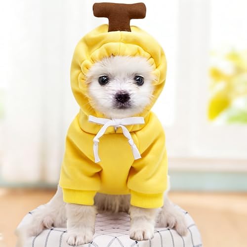 Dog Hoodie Warm Autumn Winter Pet Sweatshirt Yellow Banana Costume, M - Image 2