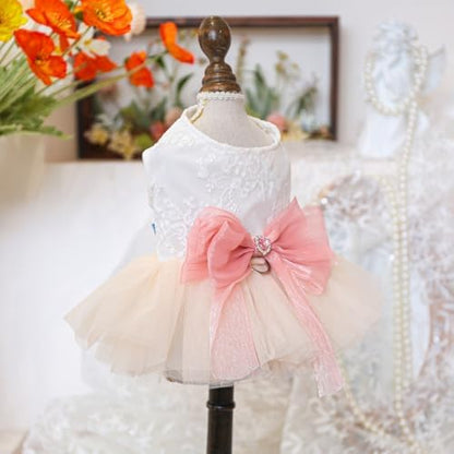 Fashion Sweet Puppy Dog Blingbling Princess Skirt Pet Dog Lace Cake Camisole Tutu Dress E-Pink S - Image 3