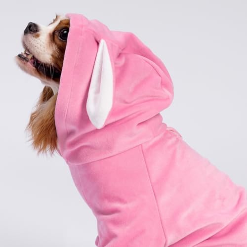 Fitwarm Dog Halloween Bunny Costumes, Funny Dog Hooded Pajamas, Doggy Clothes for Small Dogs Boy Girl, Pet Apparel, Pink, White, Medium - Image 5