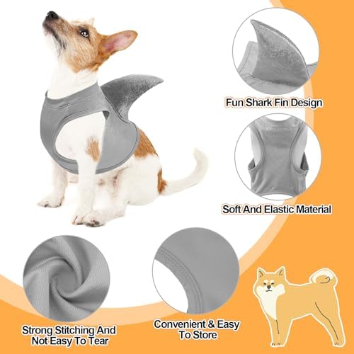2 Pcs Halloween Dog Shark Costumes Fish Fin Dogs Costume, Large - Image 2