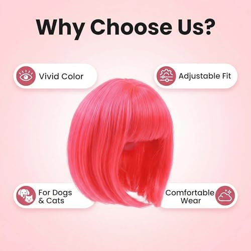 Dog Bob Wig Cat Halloween Costume for Small Medium Large Dog,Pink - Image 5