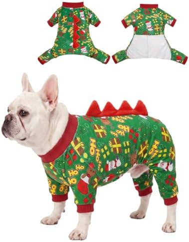 CuteBone Dinosaur Costume Halloween Christmas Dog Pajamas, Stretchy Spandex Crystal Velvet Sleepwear Coat for Small Dogs, Soft & Warm Pet Outfit Clothes for Cold Weather, Cozy Pullover Design COSP28S by CuteBone