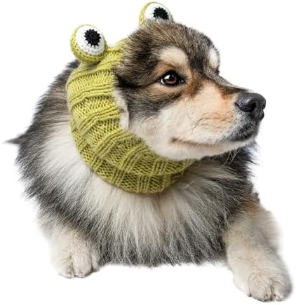 Zoo Snoods Frog Costume - Knit Dog Snood Ear Wrap for Pets, Warm Neck Cover for Halloween and Winter (Medium) by ZooSnoods