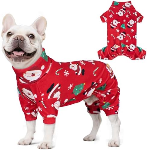 KYEESE Dog Christmas Pajamas for Small Medium Dogs Red Santa Velvet Onesie by KYEESE