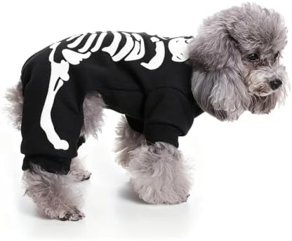 Dog Skeleton Costume Glow in the Dark Pet Cat Halloween Jumpsuit 4 Legged Onesie for Puppy Small Dog Cat, L - Image 3