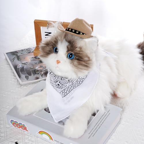 choyaxo Halloween Costumes for Dogs Cat Pet Cowboy Costume Cowboy Hat with Bandana Set for Halloween, Christmas, Holiday, Party, Cosplay (Khaki, Medium) - Image 4