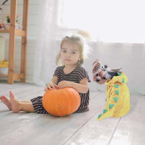 Hotumn Dinosaur Dog Halloween Costume Pet Dino Hoodie for Small Dogs (Medium, Yellow) - Image 6