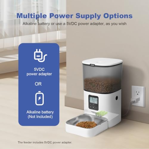 ANDOLL HOME Automatic Cat Feeder,4L Timed Cat＆Dog Dry Food Dispenser
