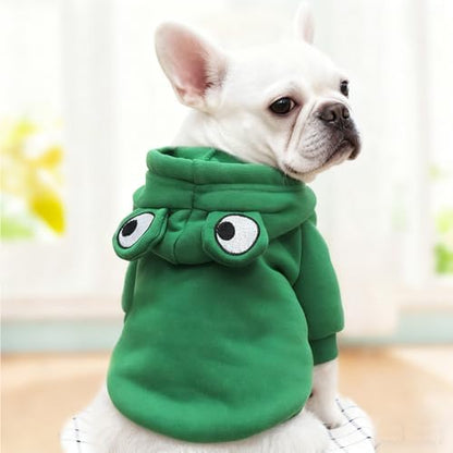 Pet Clothes Dog Hoodies Warm Sweatshirt Coat Frog Shape Conjoined Costumes for Spring Autumn Winter French Bulldog Poodle - Image 5