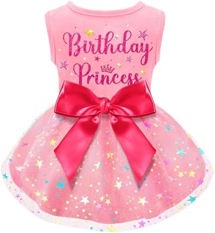 Dog Birthday Dress Dog Dress with Bowknot Tulle Birthday Princess Pet Clothes for Small Medium Large Dogs Girls Boys Cats Outfit Apparel by BAOBICUTE