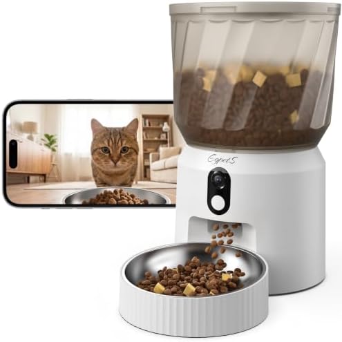 Automatic Cat Feeder with Camera, 2K Video, WiFi, Backup Power, 4L