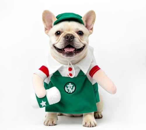 DELIFUR Small Dog Coffee Shop Costume for Halloween (Cafe Worker, Medium) by DELIFUR