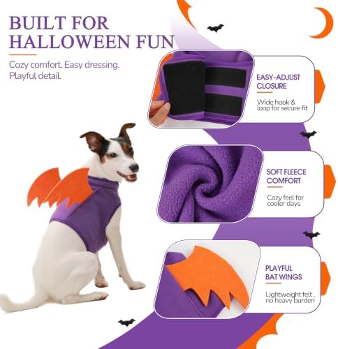 PUMYPOREITY Cat Halloween Costume with Bat Wings, Fleece Dog Costume - Image 3