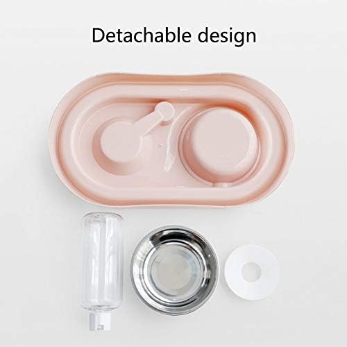 Luck Dawn Double Dog Cat Bowls Water and Food Bowl Set，Detachable Stainless Steel Bowl Automatic Water Dispenser Bottle Pet Feeder for Small or Medium Size Dogs Cats Puppy Kitten Rabbit