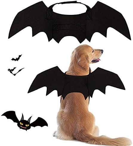Pet Costumes Bat Wings for Puppy and Cat Halloween Dog Costumes Party Cosplay Decoration Black Apparel for Small Medium Larger Dogs (Black, X-Large) by TOLOG