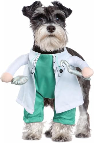 DELIFUR Dog Halloween Dentist Costume - Pet Doctor Dress Up Costume Funny Apparel Uniform Adjustable Doctor Cosplay Outfit for Small Medium Dog (Medium) by DELIFUR