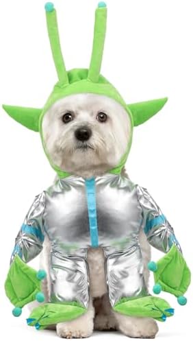 Halloween Green Alien Costume for Small Dog, Dog Astronaut Outfits, M by Huhumy