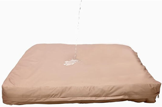 Dog Bed Cover – Waterproof Cover for Dog Bed – Heavy Duty, Machine Washable Zippered Liner – Durable, USA-Made Fabric for Pets – Ideal Pet Bedding Protector for Accidents and Messes - Large (Tan)