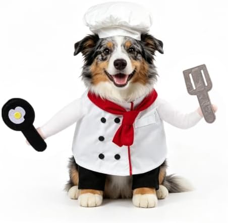DELIFUR Dog Chef Costume with Hat Cute Halloween Costume (Chef, Medium) by DELIFUR