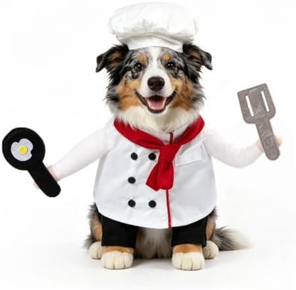 DELIFUR Dog Chef Costume with Hat Cute Halloween Costume (Chef, Medium) by DELIFUR