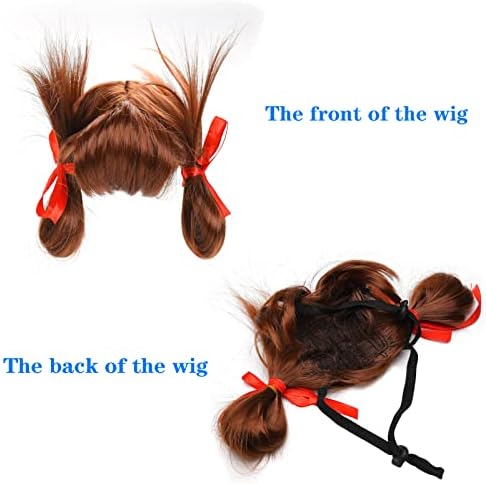 pet k9 Funny Dog Cosplay Wig, Headwear Apparel Toy,Pet Costumes, Cat Dress up for Halloween, Christmas, Parties, Festivals, Dog Wigs for Small Medium and Large Sized Dogs (Brown Braids) - Image 7